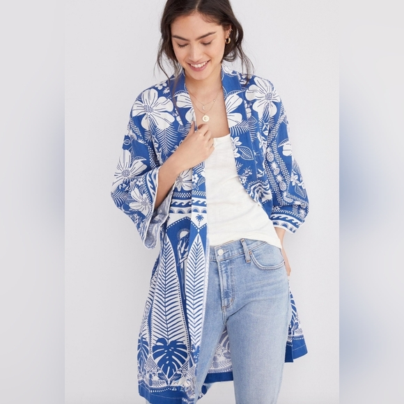 FARM Rio Jackets & Blazers - NWT Farm Rio Anthropologie Tropical Kimono Jacket sz L Bohemian Mid Length